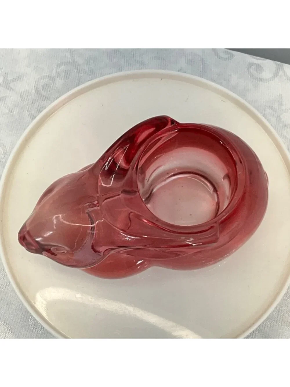 Indiana Glass Rabbit-Shaped Votive Candle Holder Pink